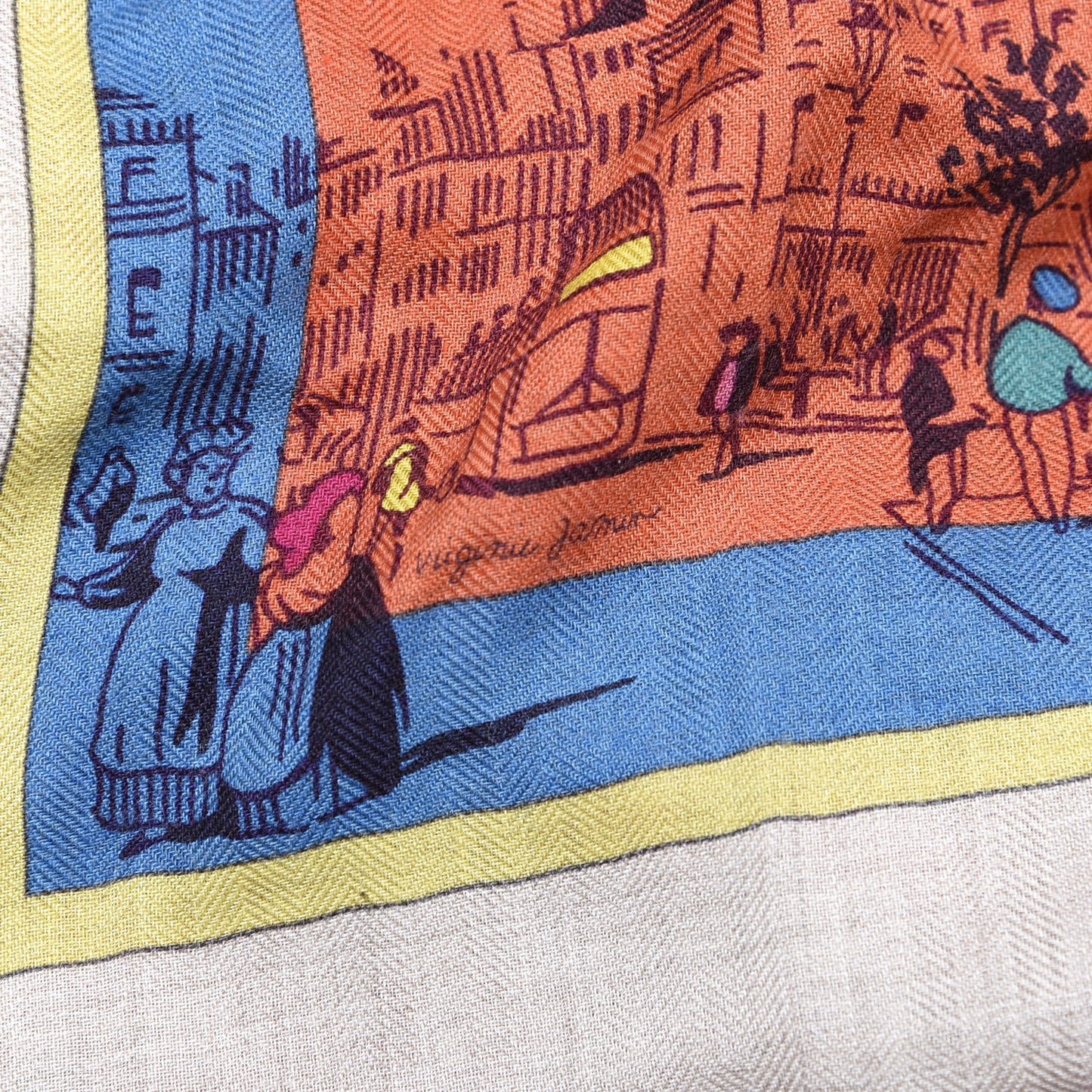 Cashmere Silk A L'Ombre des Boulevards Shawl 140 Naturel Rose Orange
