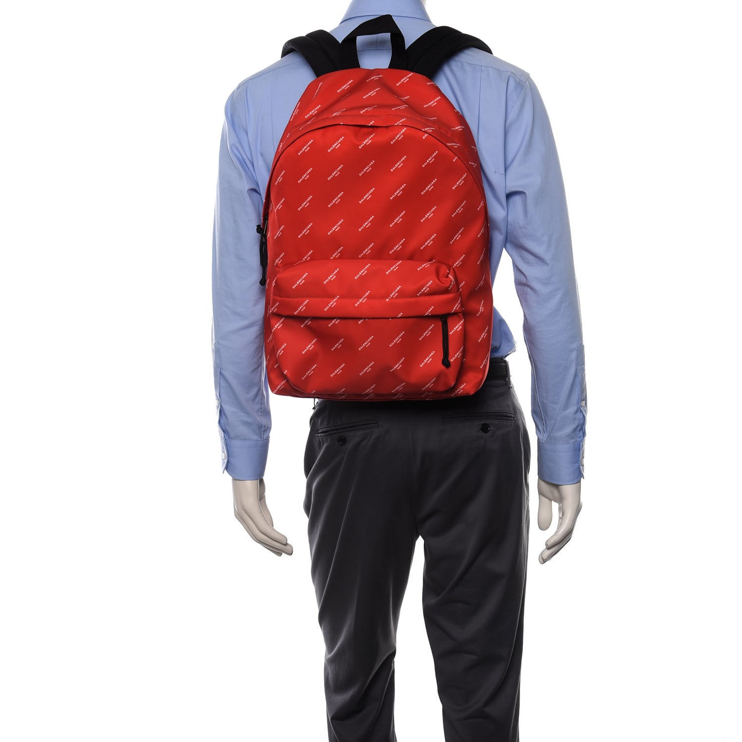 Twill Nylon Allover Logo Print Explorer Backpack Rouge Vermillion White