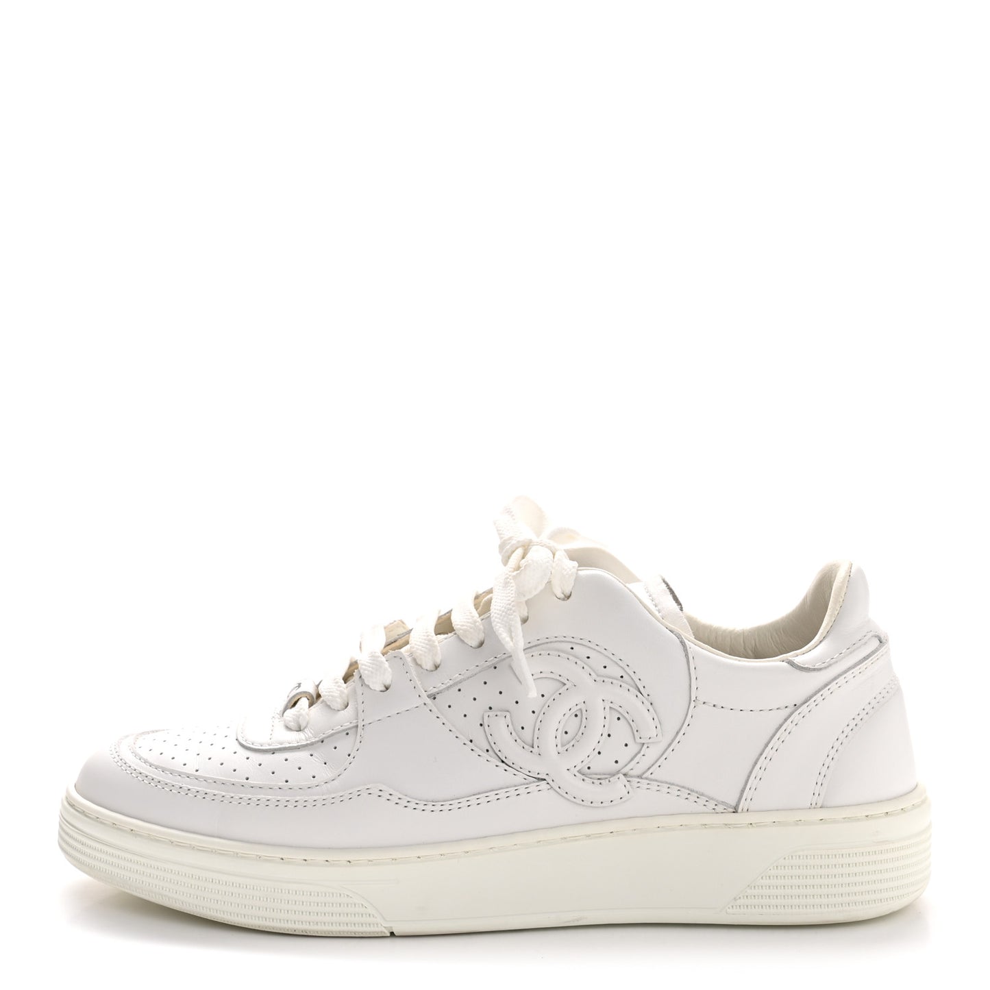 Calfskin CC Womens Sneakers 38 White
