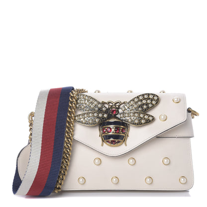 Gucci Nappa Pearl Studded Mini Queen Margaret Broadway Shoulder Bag Mystic White 1 of 10