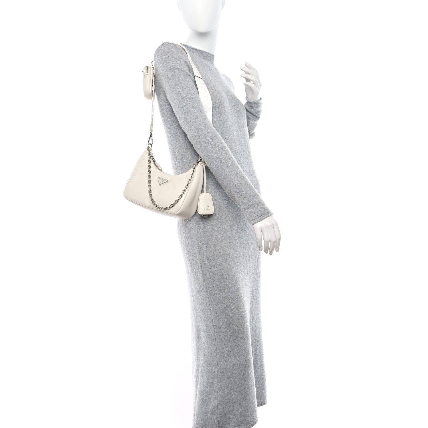 Prada Nappa Soft Padded Re-Edition 2005 Shoulder Bag White 2 of 8