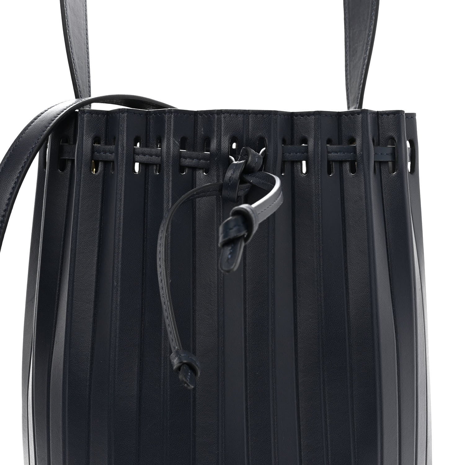 Mansur Gavriel Vegetable Tanned Calfskin Pleated Bucket Bag Blu 8 of 10