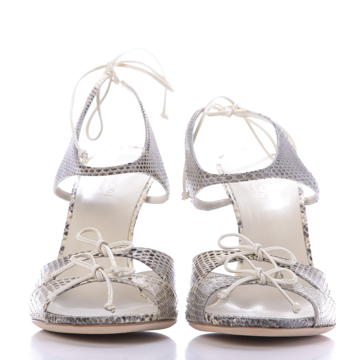 Gucci Snakeskin Sandals 7.5 Roccia Mystic White 2 of 11