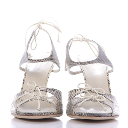 Gucci Snakeskin Sandals 7.5 Roccia Mystic White 2 of 11