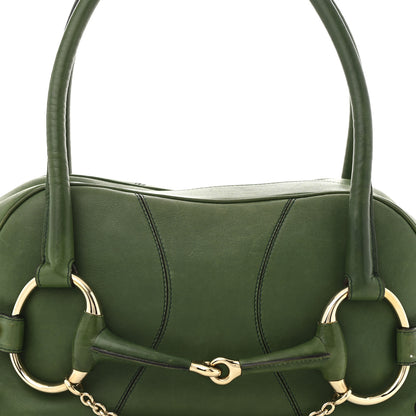 Gucci Calfskin Large Horsebit Chain Satchel Green 8 of 15