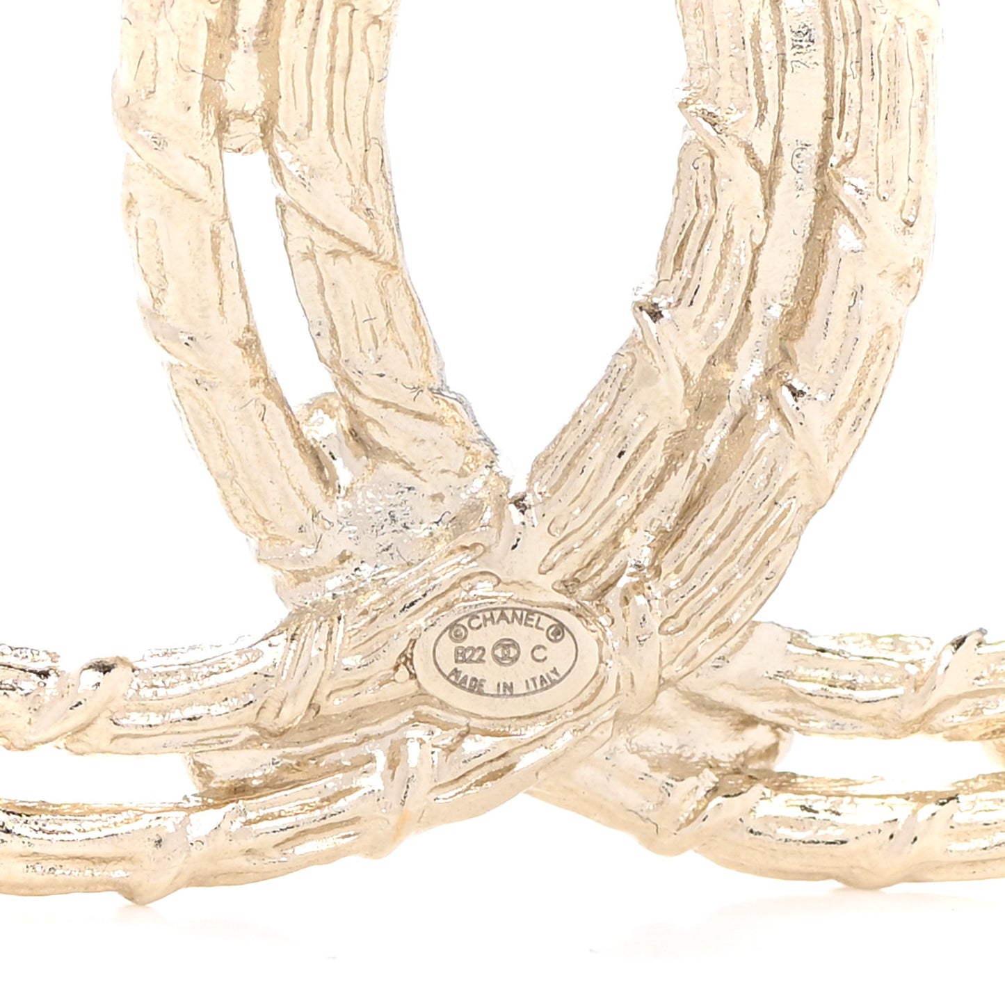 Metal Crystal Camellia CC Brooch Light Gold