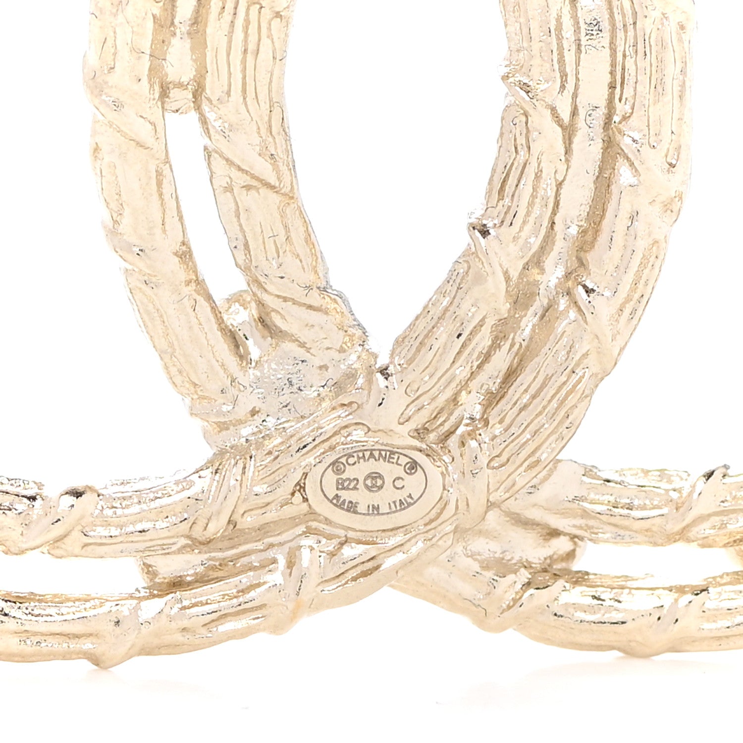 Chanel Metal Crystal Camellia CC Brooch Light Gold 4 of 5