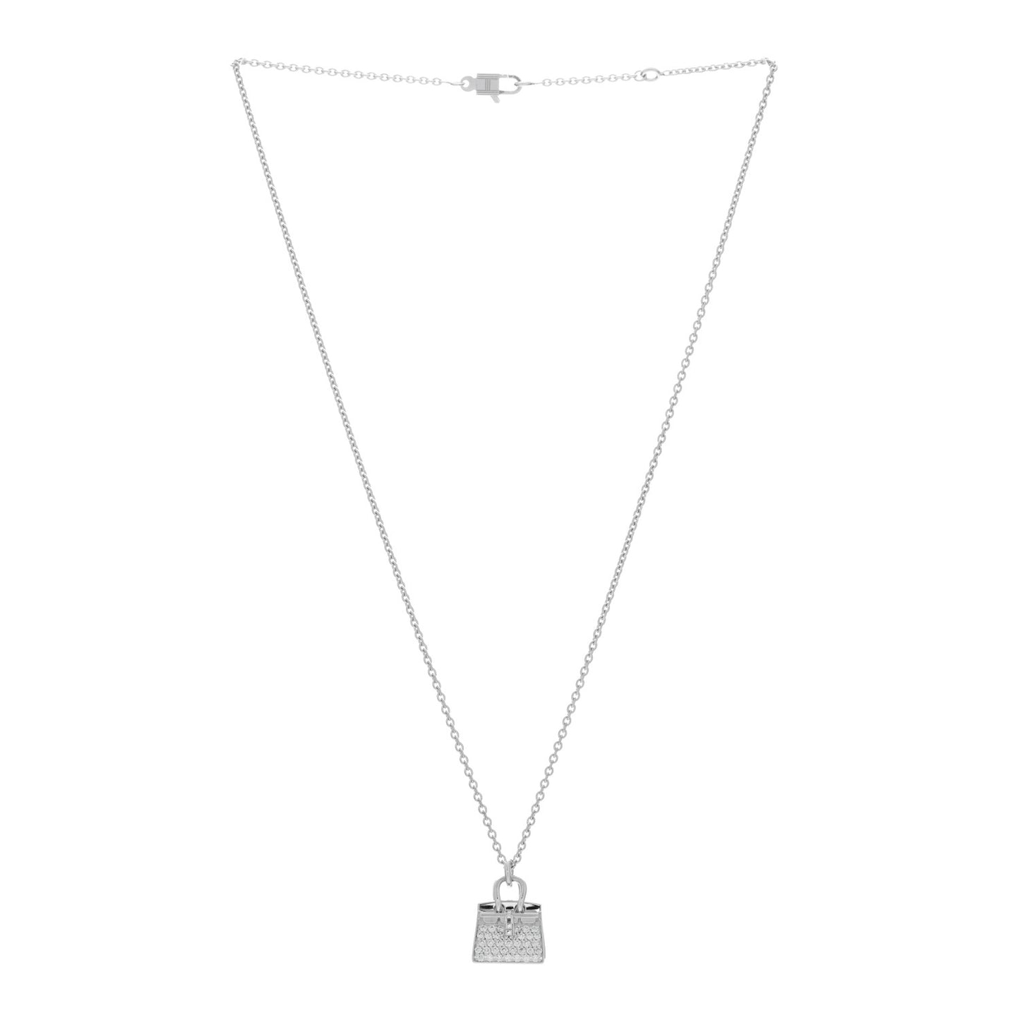 18K White Gold Diamond Birkin Amulette Pendant Necklace
