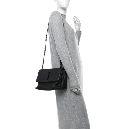 Saint Laurent Grain De Poudre Medium West Hollywood Monogram Fold-Over Black 2 of 11