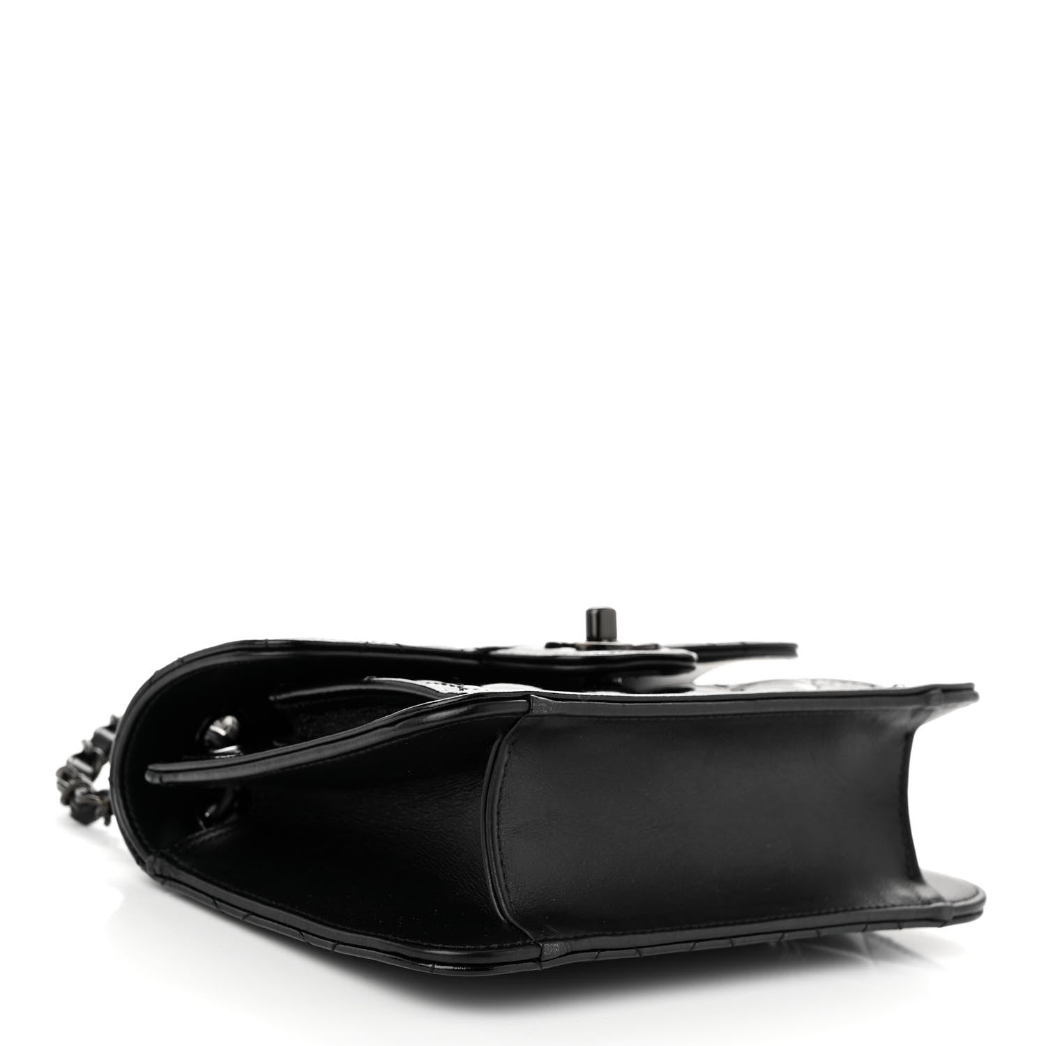 Chanel Shiny Crumpled Calfskin Quilted Double You Mini Flap So Black 4 of 10