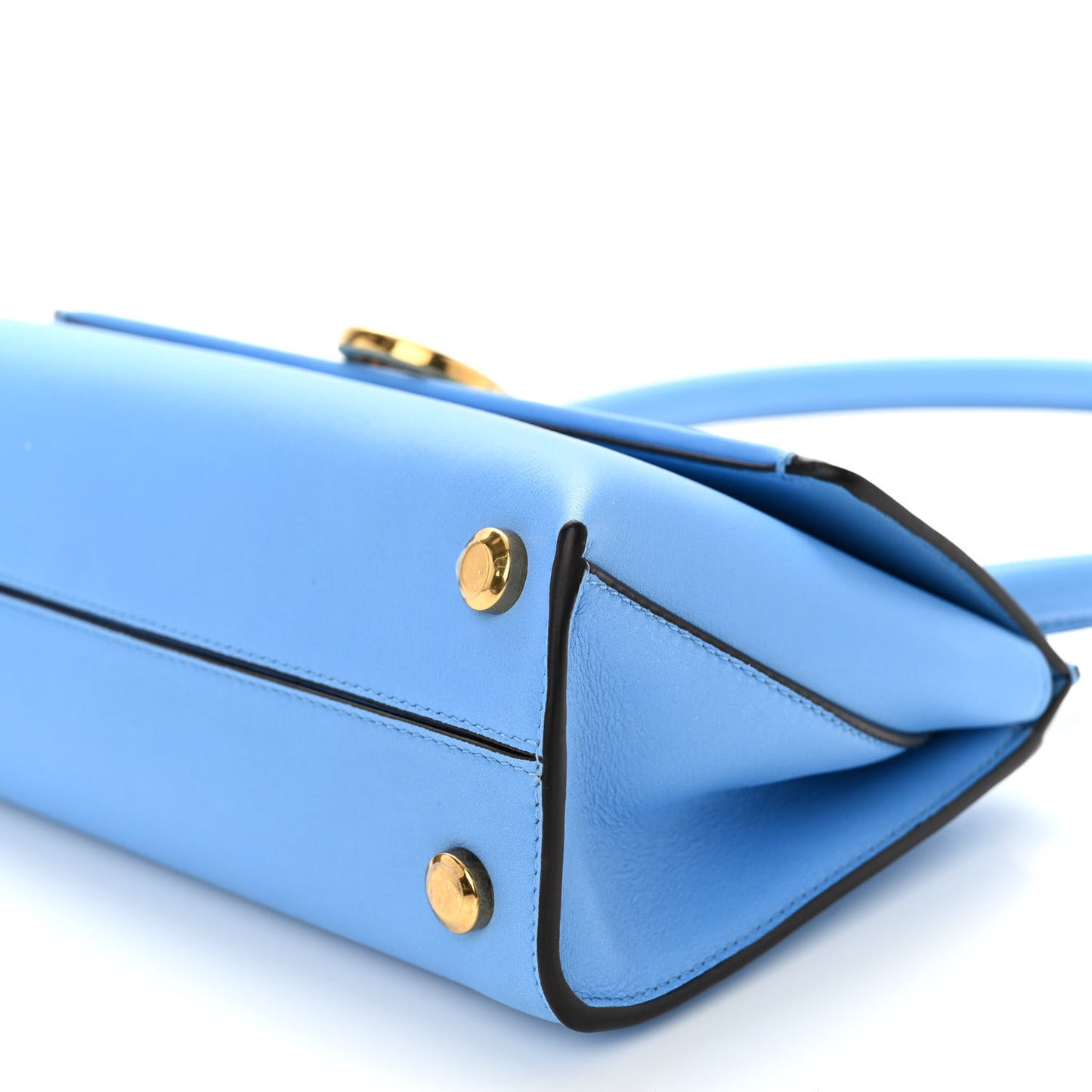 Calfskin Trifolio Swing Top Handle Bag Blue