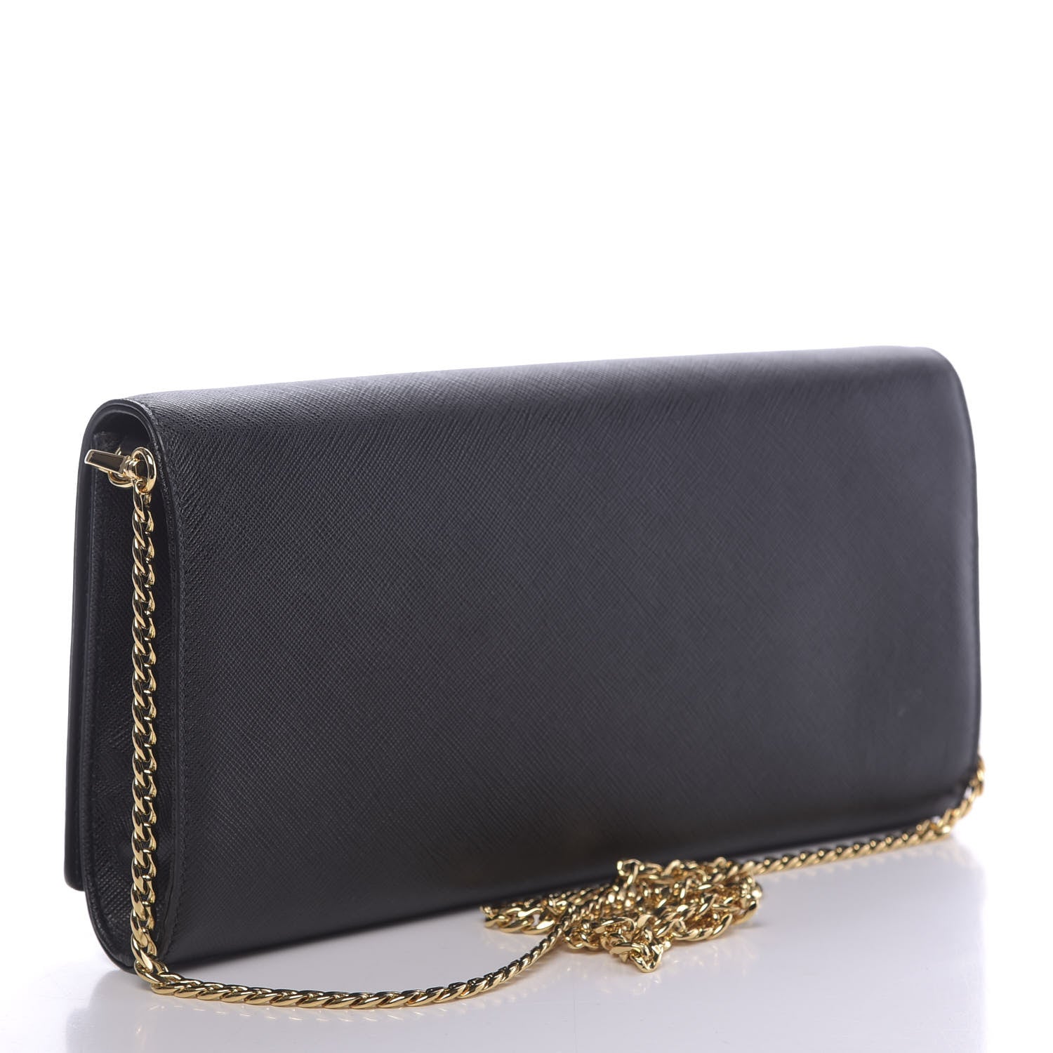Prada Saffiano Chain Wallet Black 3 of 9