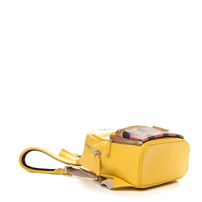 MCM Coated Canvas Diamond Print Small Backpack Yellow 3 of 8