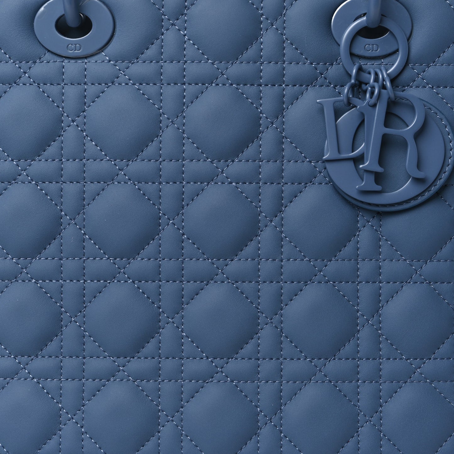 Ultra Matte Calfskin Cannage Large Lady Dior Denim Blue