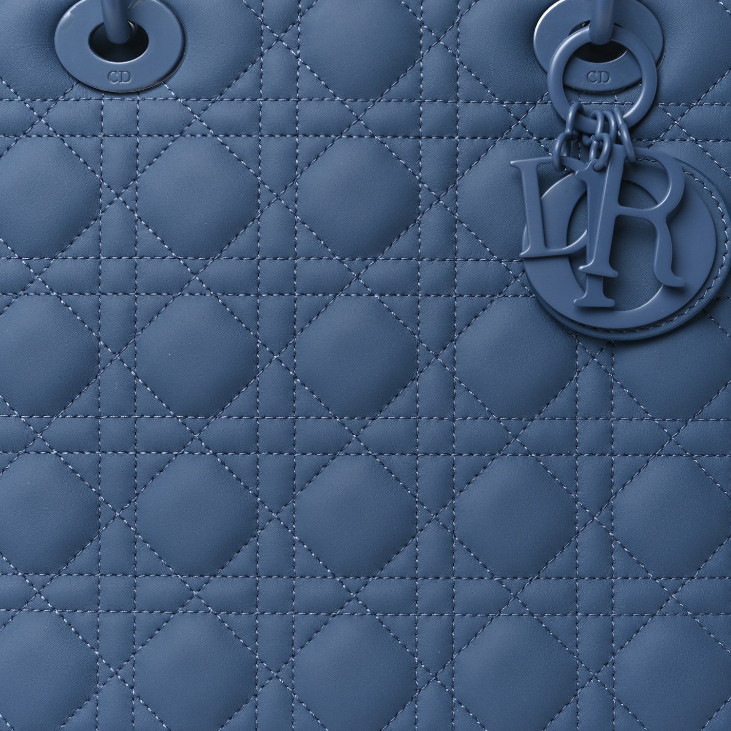 Christian Dior Ultra Matte Calfskin Cannage Large Lady Dior Denim Blue 8 of 10