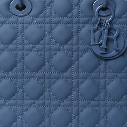 Christian Dior Ultra Matte Calfskin Cannage Large Lady Dior Denim Blue 8 of 10