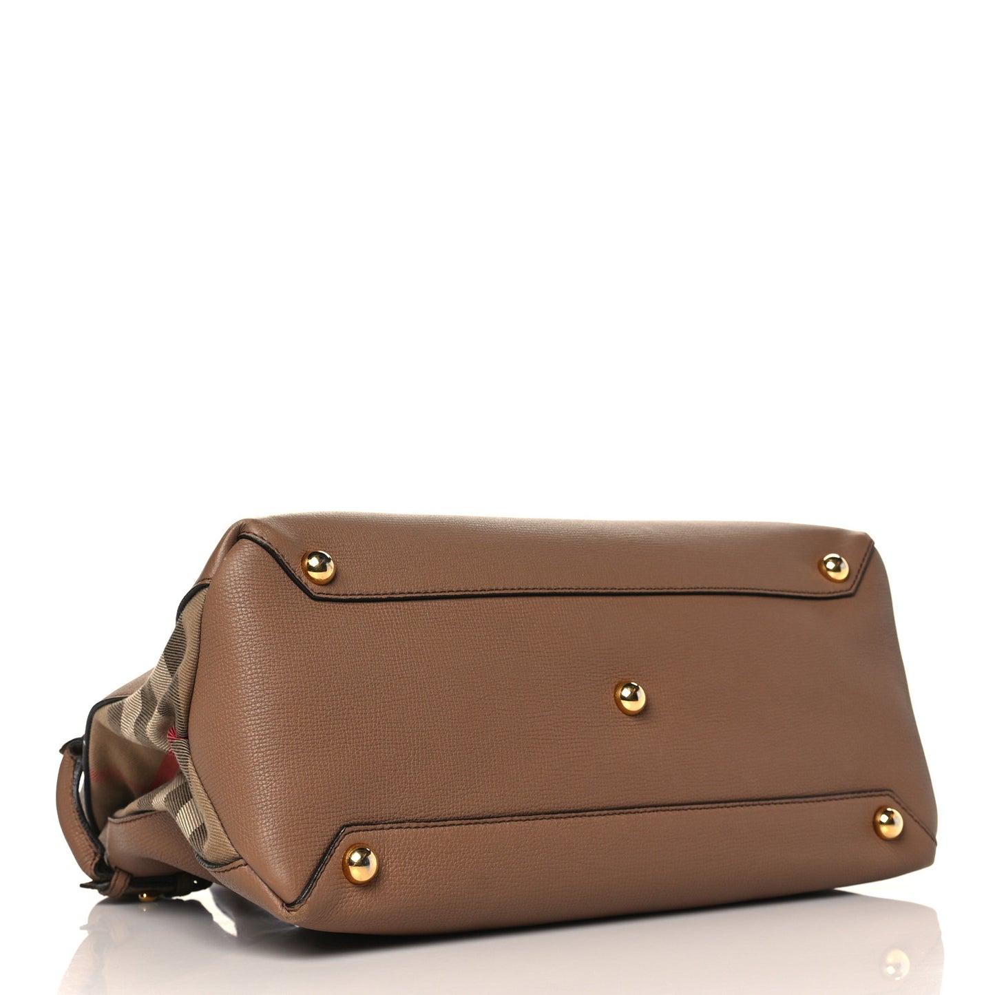 Grainy Calfskin House Check Medium Banner Tote Dark Sand