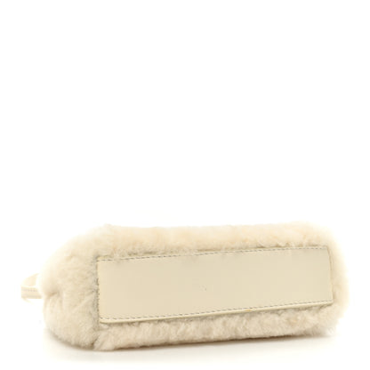 Fendi Shearling Shiny Nappa Micro Peekaboo Iconic Satchel White 4 of 13