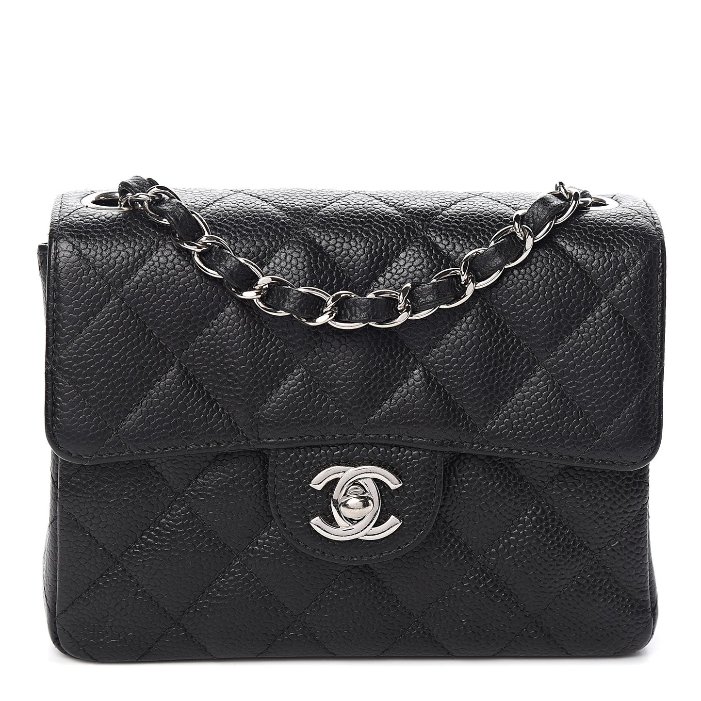 Caviar Quilted Mini Square Flap Black
