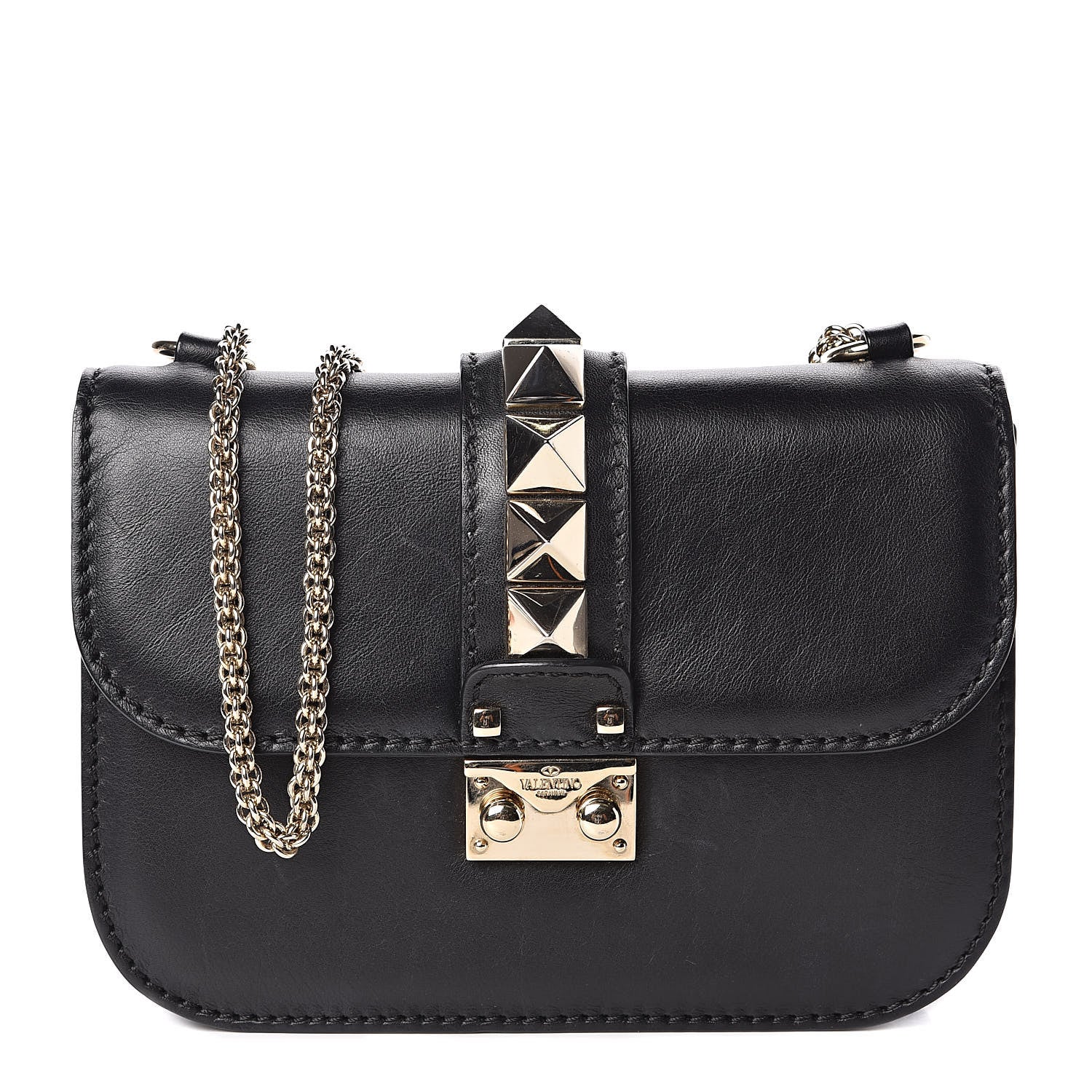 Valentino Garavani Vitello Small Glam Lock Rockstud Flap Black 1 of 12