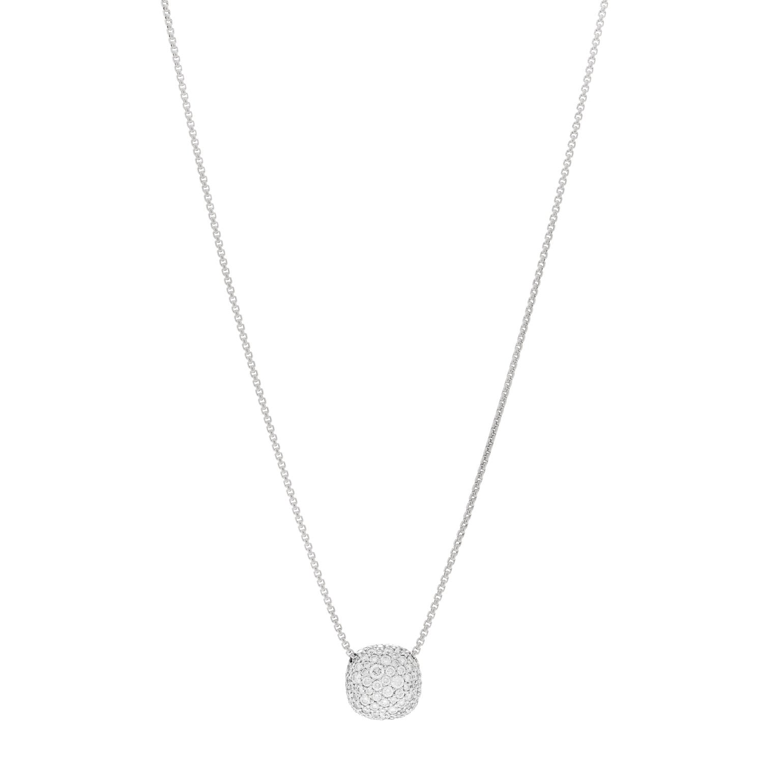 David Yurman 18K White Gold Diamond Pave Cushion Pendant Necklace 1 of 4
