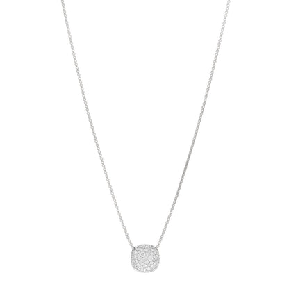 David Yurman 18K White Gold Diamond Pave Cushion Pendant Necklace 1 of 4