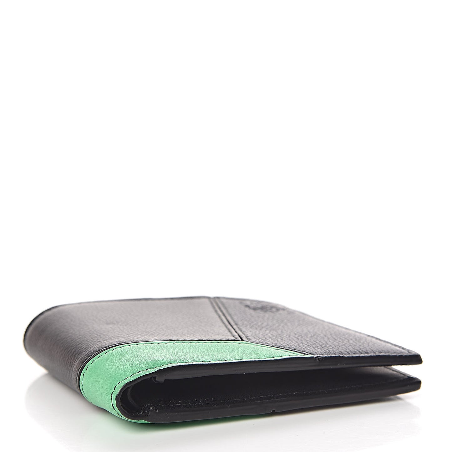 Calfskin Puzzle Bi-fold Wallet Deep Blue Green