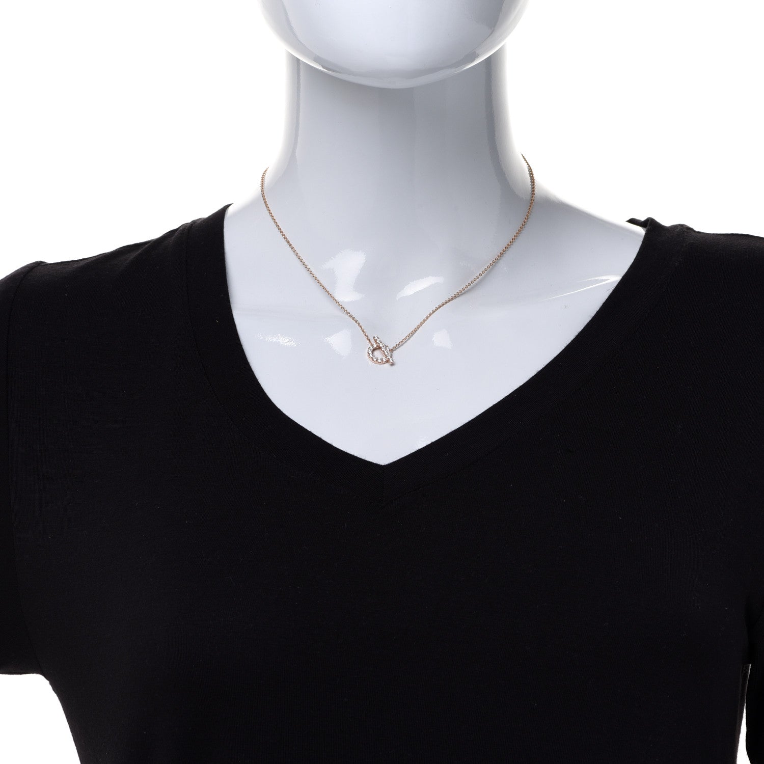 Hermes 18K Rose Gold Diamond Finesse Pendant Necklace 2 of 6
