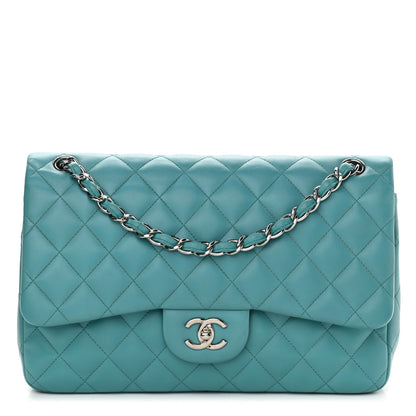 Chanel Lambskin Quilted Jumbo Double Flap Turquoise 2 of 13