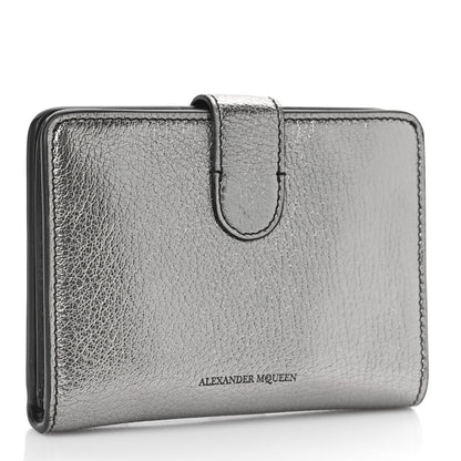 Alexander McQueen Metallic Calfskin Skull French Wallet Gunmetal 3 of 8