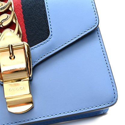 Gucci Calfskin Mini Sylvie Chain Shoulder Bag Clear Sky Blue 15 of 15
