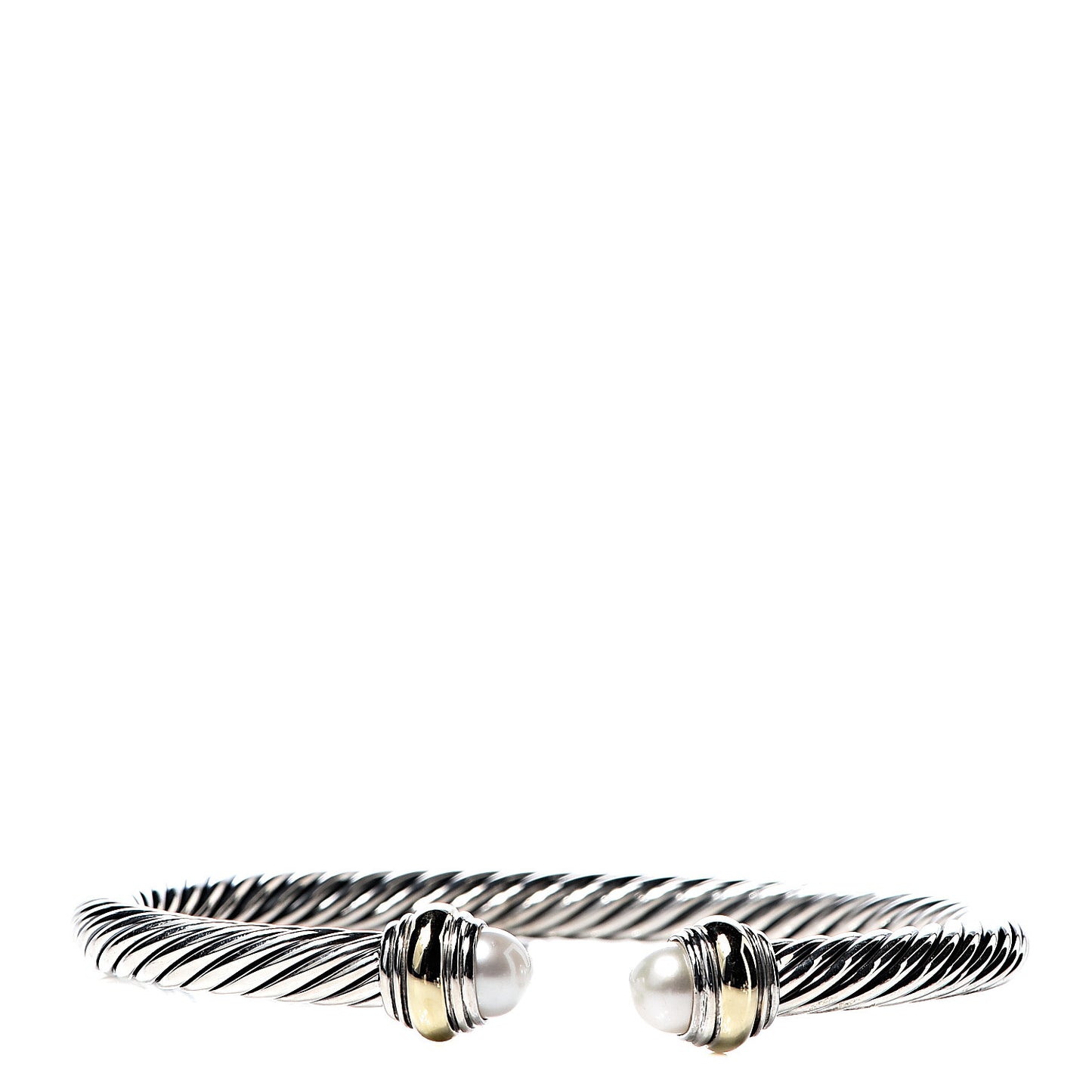 Sterling Silver 14K Yellow Gold Pearl 5mm Cable Classics Bracelet