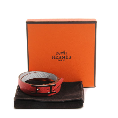 Hermes Epsom Behapi Double Tour Bracelet XS Rose Jaipur White 5 of 6