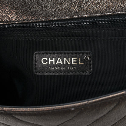 Chanel Metallic Caviar Chevron Quilted Medium Statement Flap Bronze 7 of 13