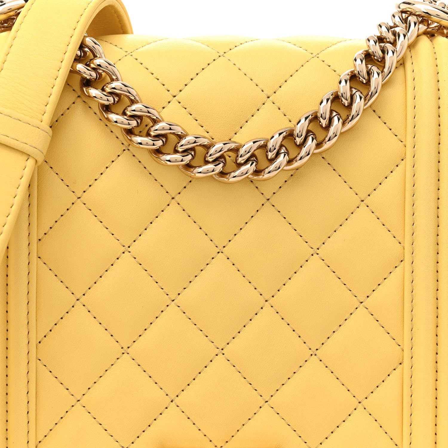 Chanel Lambskin Quilted North South Boy Flap Yellow 8 of 13