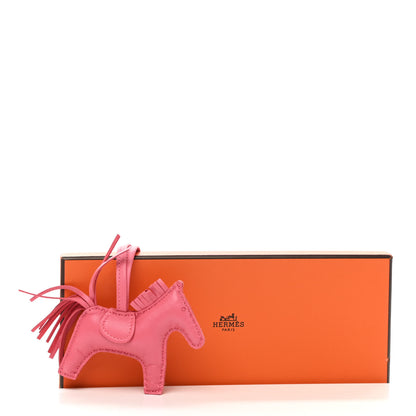 Hermes Milo Lambskin Grigri Rodeo Horse Bag Charm PM Rose Azalee 5 of 5