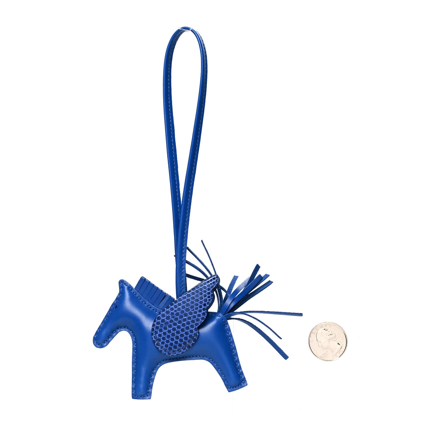 Milo Lambskin Lizard Touch Grigri Rodeo Pegase Horse Bag Charm PM Bleu France