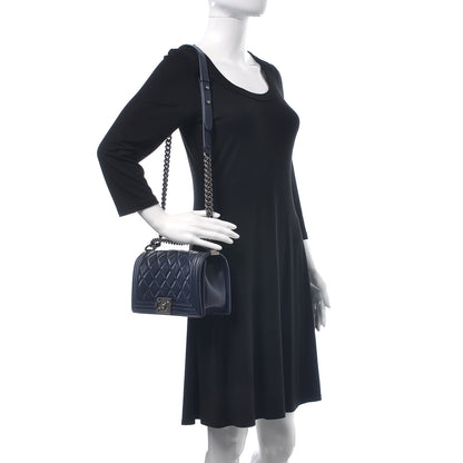 Chanel Lambskin Quilted Medium Boy Flap Dark Blue 2 of 7