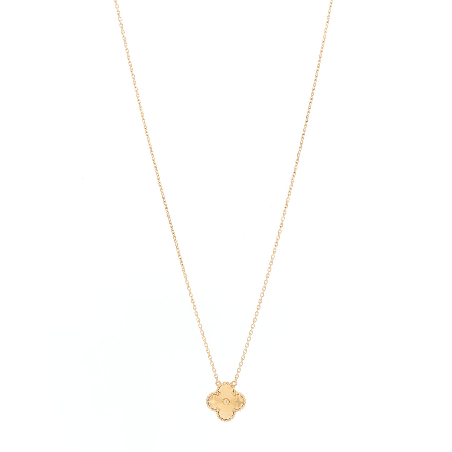 18K Yellow Gold Guilloche Vintage Alhambra Pendant Necklace