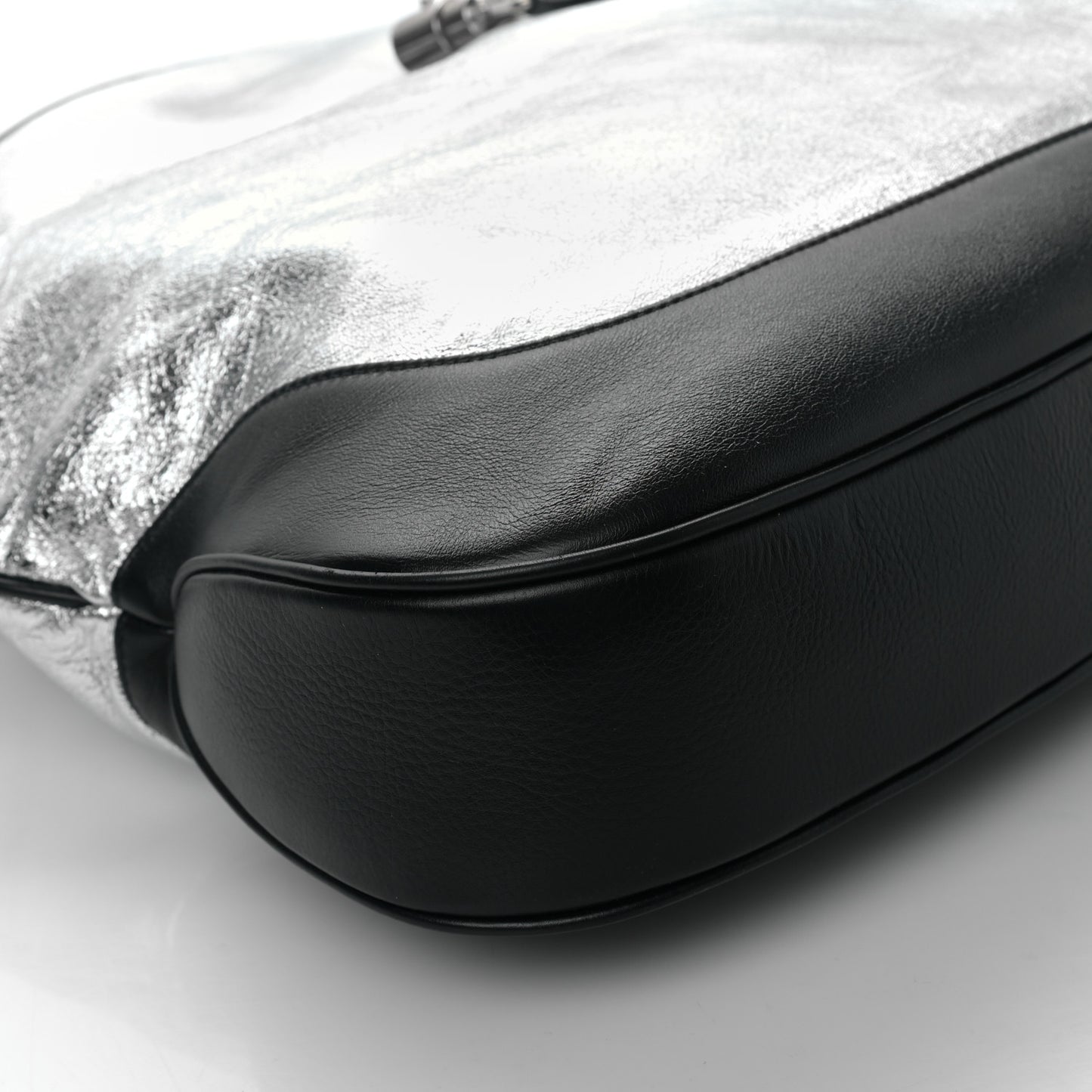 Metallic Calfskin Large Jackie 1961 Shoulder Bag Silver Black