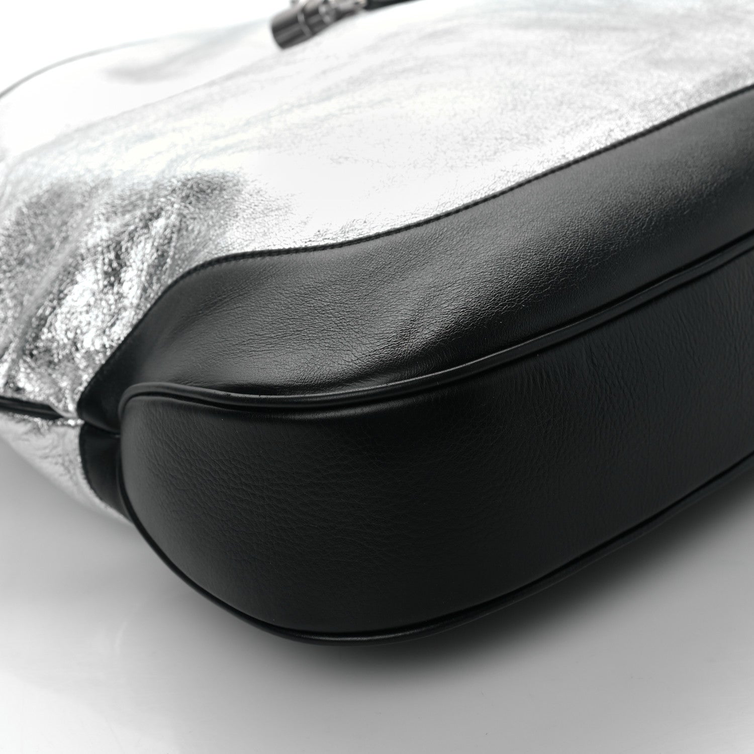 Gucci Metallic Calfskin Large Jackie 1961 Shoulder Bag Silver Black 7 of 8