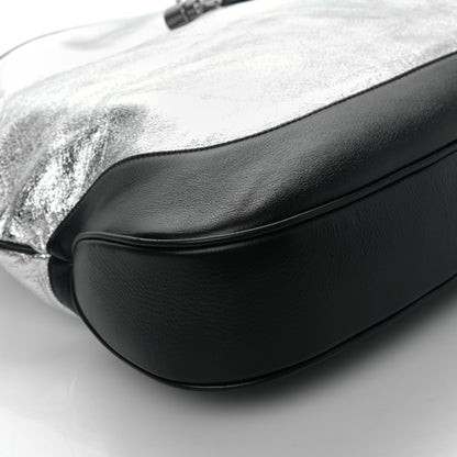 Gucci Metallic Calfskin Large Jackie 1961 Shoulder Bag Silver Black 7 of 8