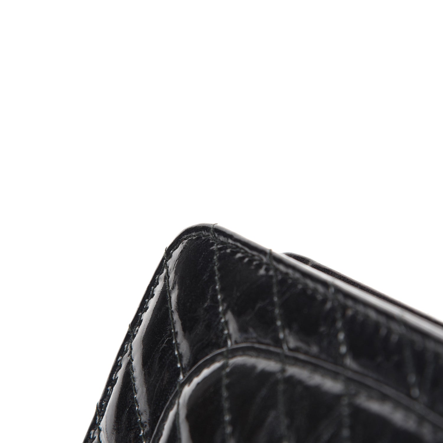 Chanel Patent Metallic Crumpled Calfskin Chevron Quilted Wallet On Chain WOC Black 9 of 14