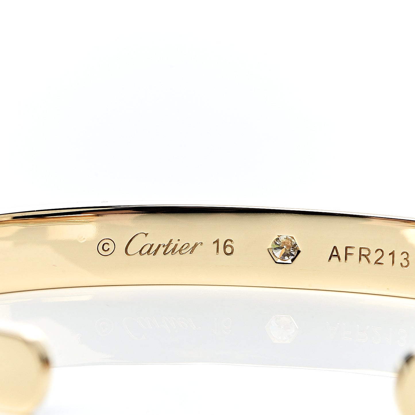 18K Yellow Gold 1 Diamond LOVE Cuff Bracelet 16