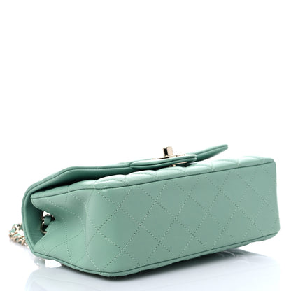 Chanel Lambskin Quilted Mini Rectangular Flap Light Green 4 of 9