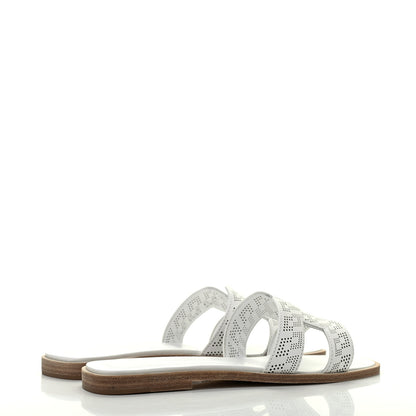 Hermes Calfskin Perforated Oran Sandals 36 White 4 of 9