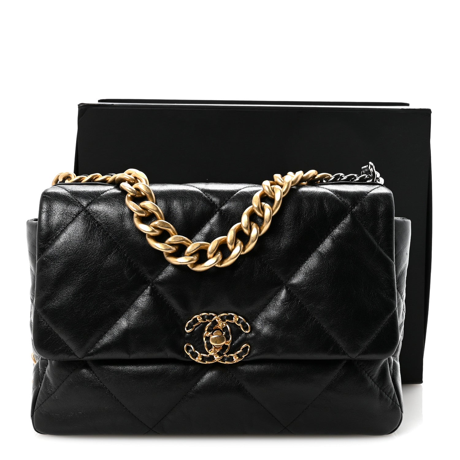Chanel Goatskin Quilted Large Chanel 19 Flap Black 1800191
