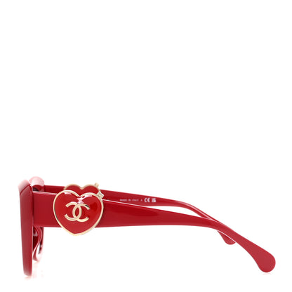 Chanel Acetate Enamel Heart Butterfly Sunglasses 5517-A Red 6 of 16