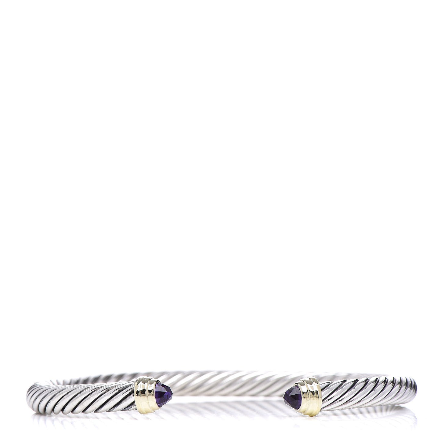 Sterling Silver 14K Yellow Gold Amethyst 5mm Cable Classics Petite Color Bracelet
