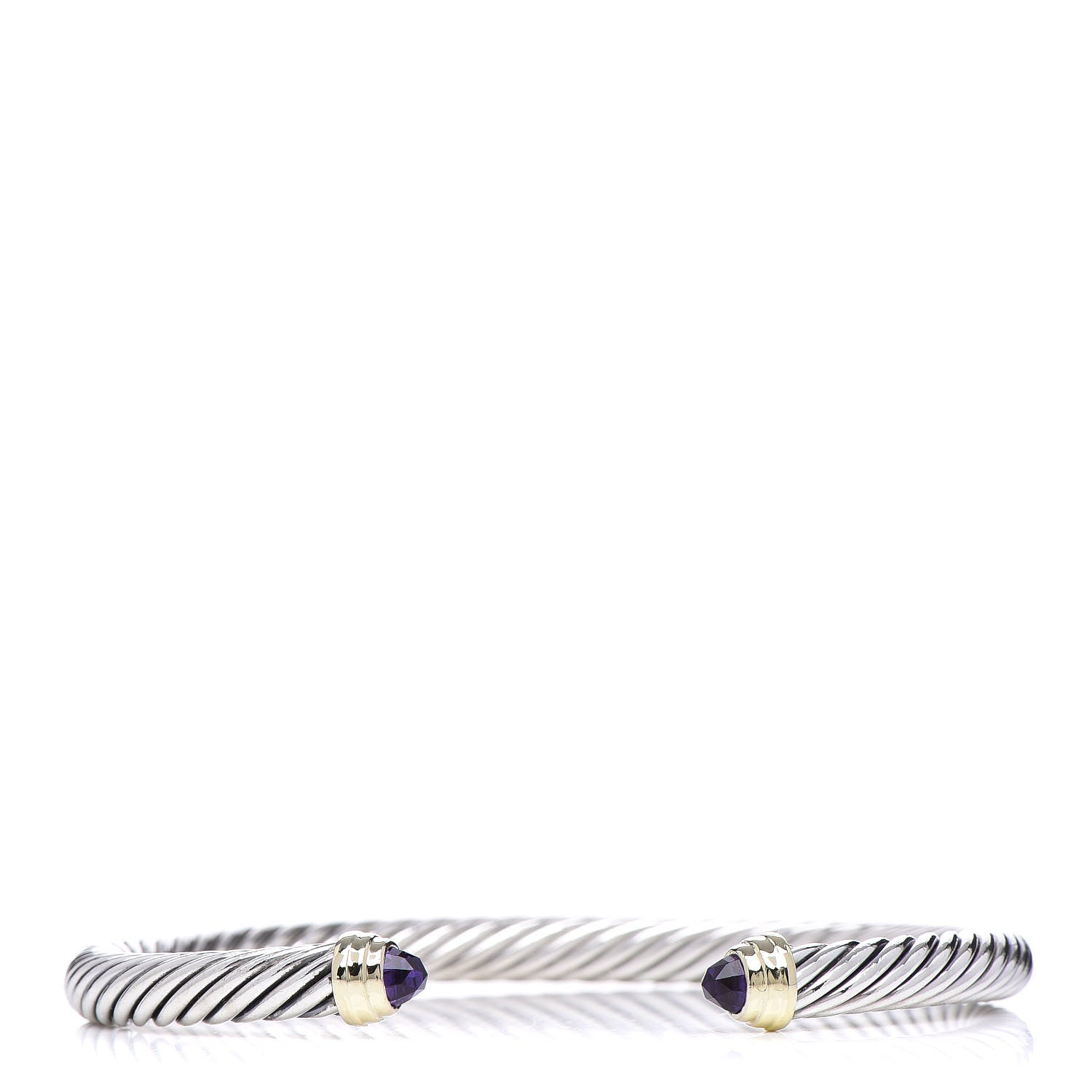 David Yurman Sterling Silver 14K Yellow Gold Amethyst 5mm Cable Classics Petite Color Bracelet 1 of 5